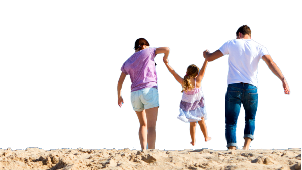 Happy family enjoying time together at the beach